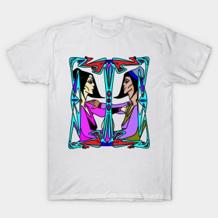 Art Deco Lovers with Black Hair T-Shirt